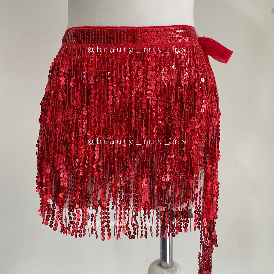 Falda lentejuelas ROJA (unitalla)