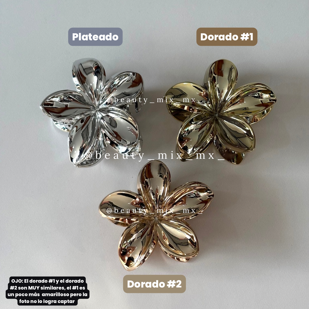 Pinza flor tropical metálica