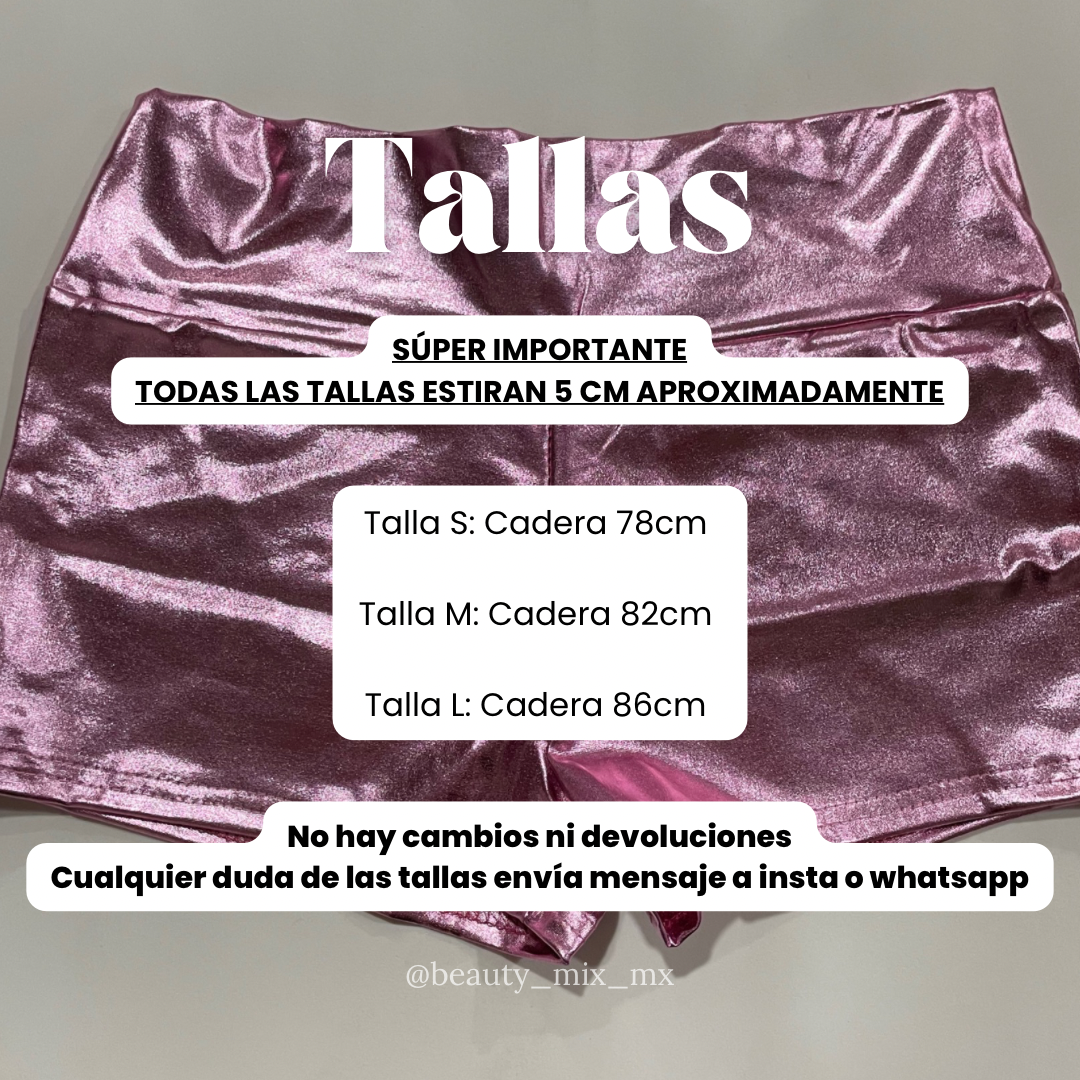 Short metálico rosa