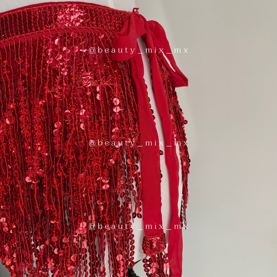 Falda lentejuelas ROJA (unitalla)