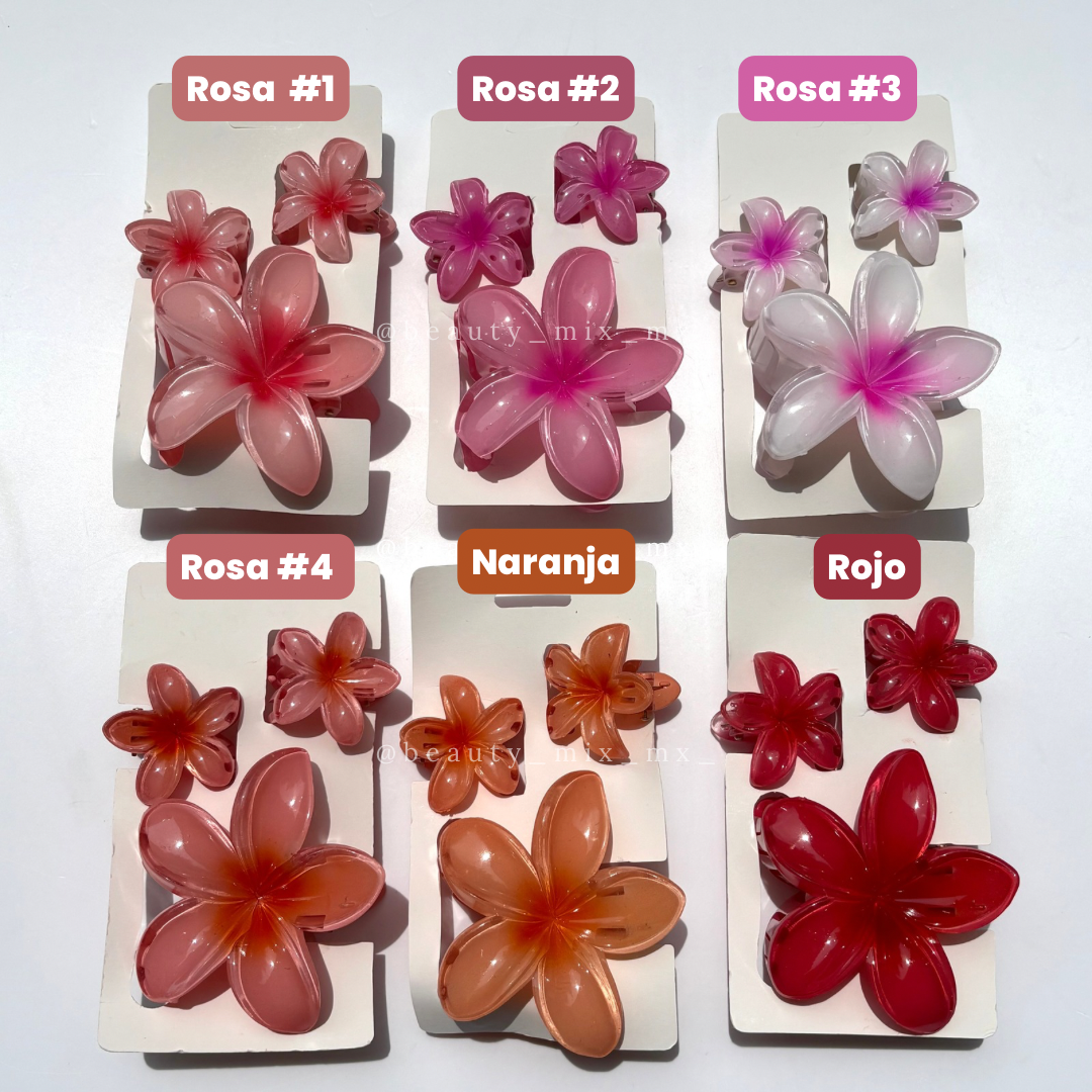 Set pinza flor tropical/hawaiana