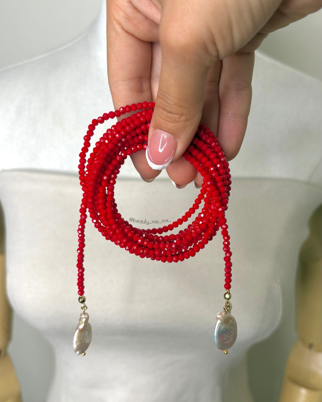 Collar 31 Cristales Rojo