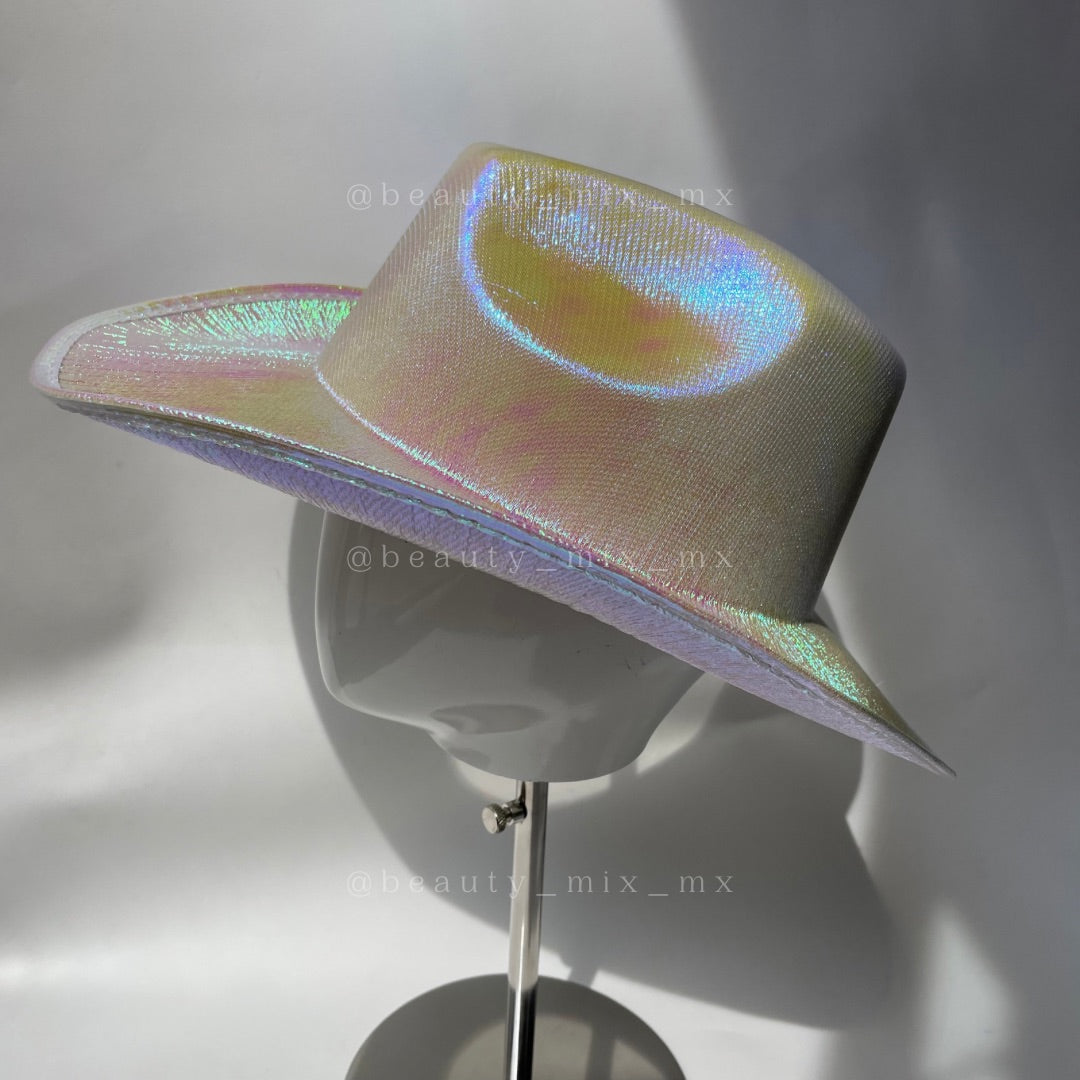 Sombrero vaquero tornasol blanco