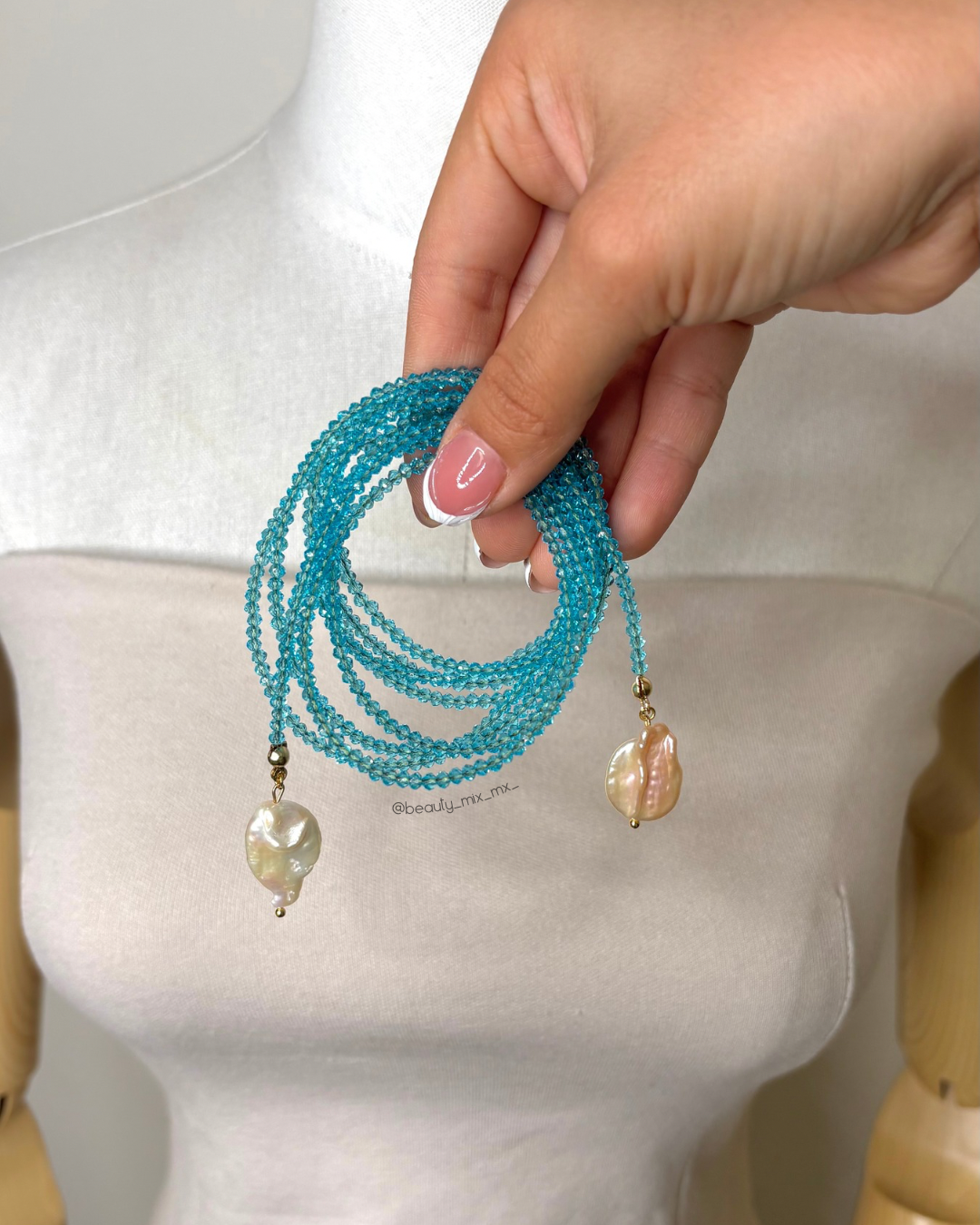 Collar 31 Cristales Azul