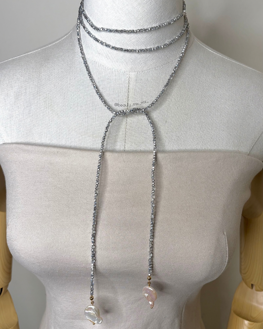Collar 31 Cristales Plateado