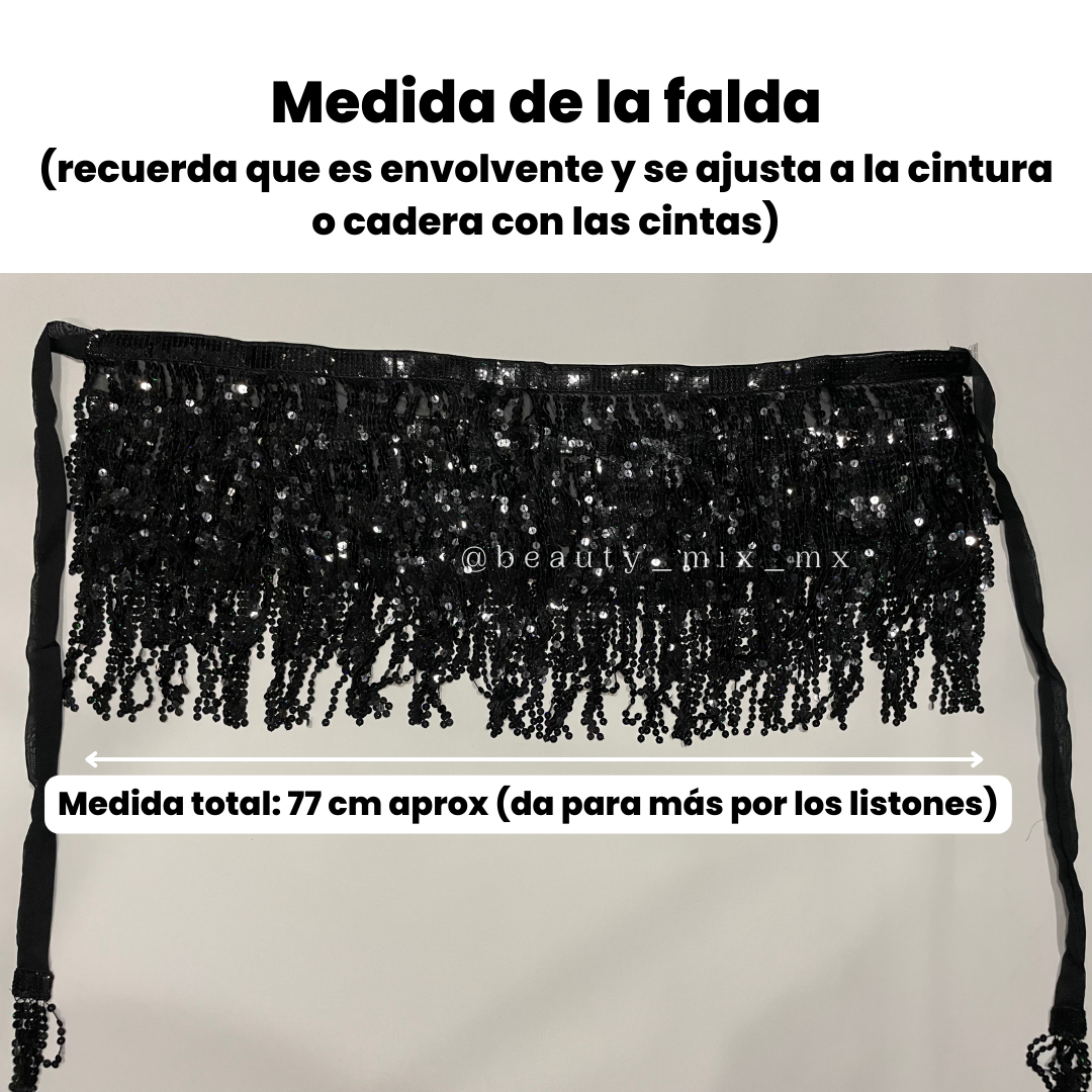 Falda lentejuelas NEGRO (unitalla)