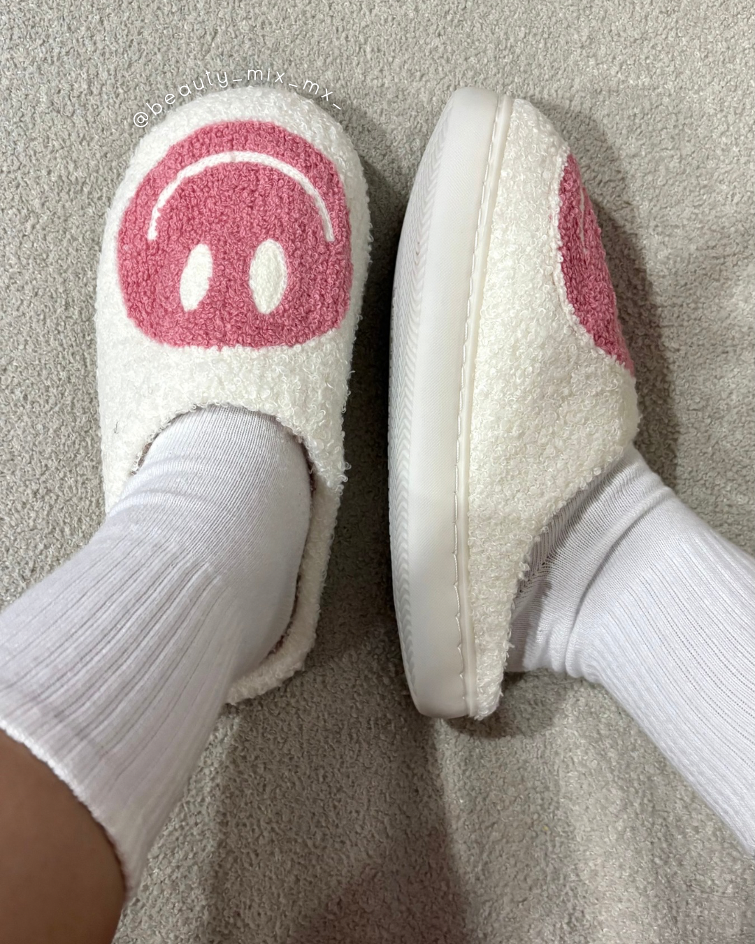 Pantuflas Happy Face Rosa