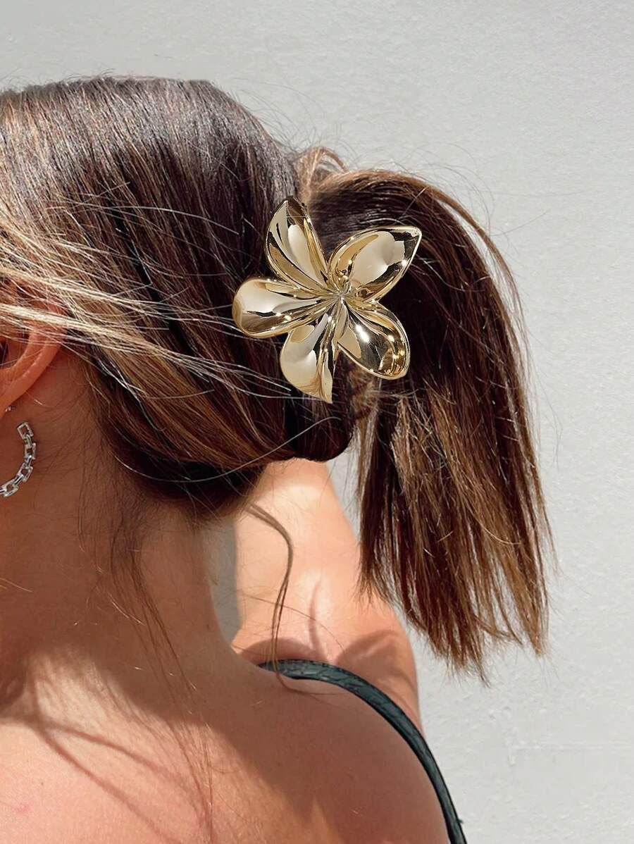 Pinza flor tropical metálica