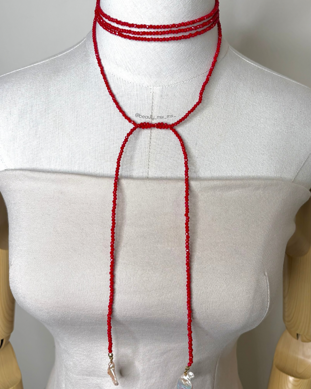 Collar 31 Cristales Rojo