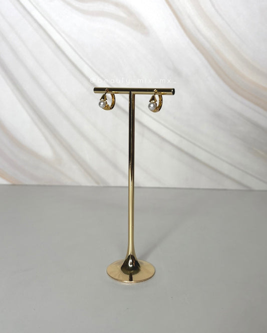 Aretes 17 Dorado con perla