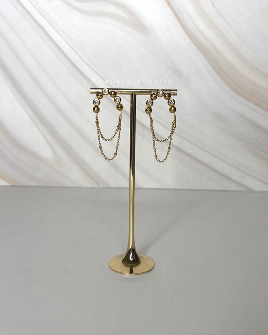 Aretes 21 Dorado con zirconias