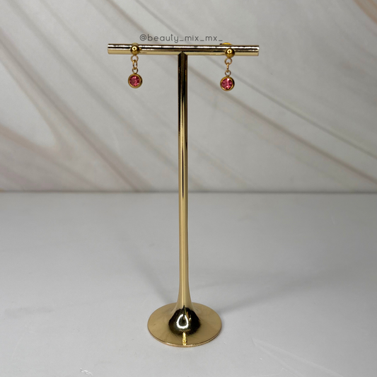 Aretes 60 Dorado con zirconia rosa