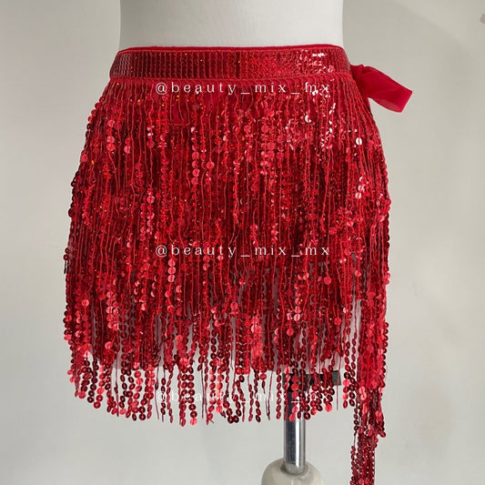 Falda lentejuelas ROJA (unitalla)