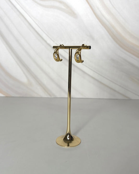 Aretes 14 Dorado con Zirconia