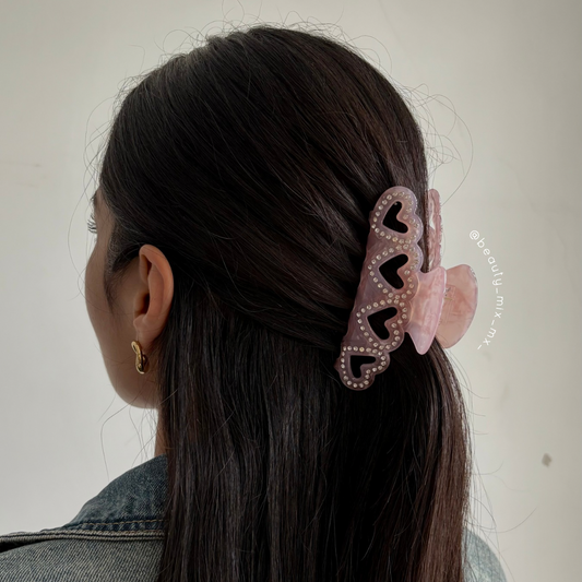 Pinza corazones brillos