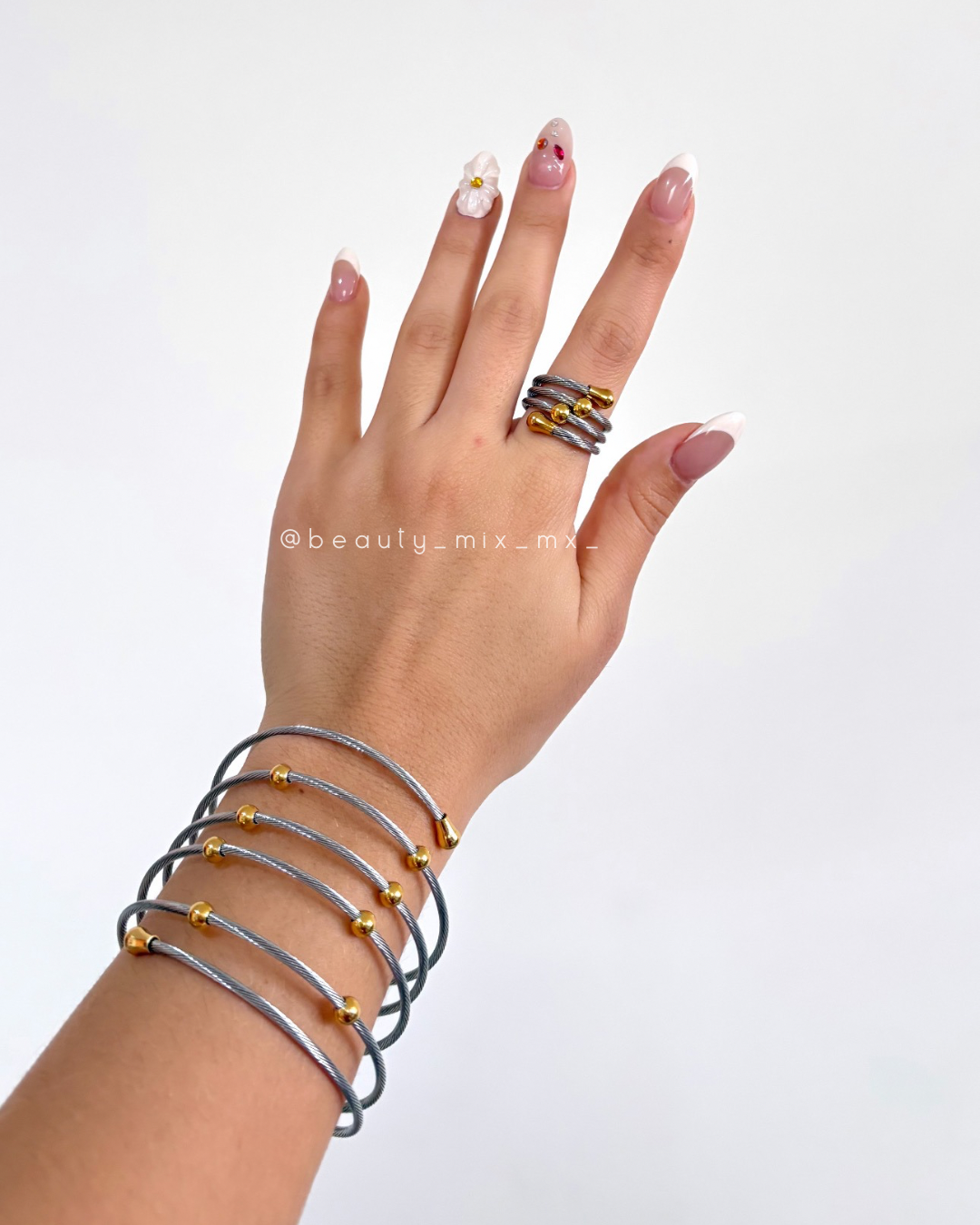 Set 06 Pulsera y Anillo Bicolor