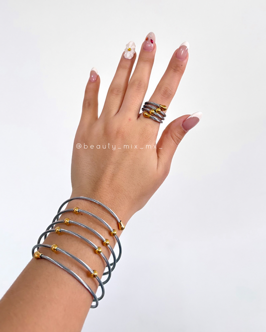 Set 06 Pulsera y Anillo Bicolor