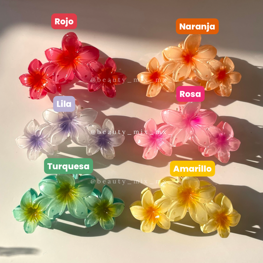 Pinza flor tropical triple